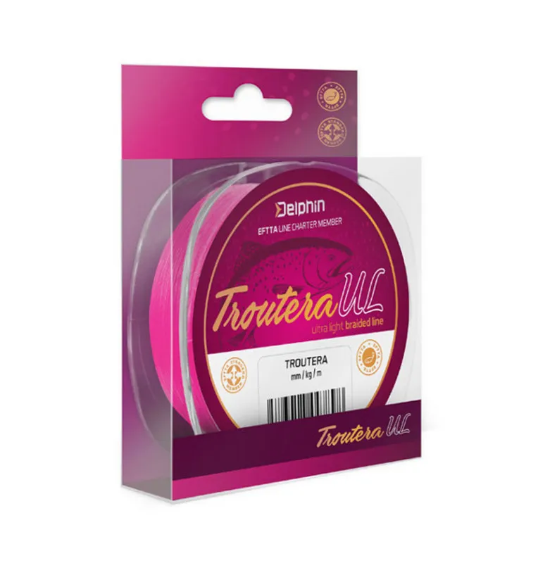 Delphin Troutera UL 0,065mm 6lb 130m Pink Braided Line Geflochtene Hauptschnur-Schnüre-JJ-Fishing