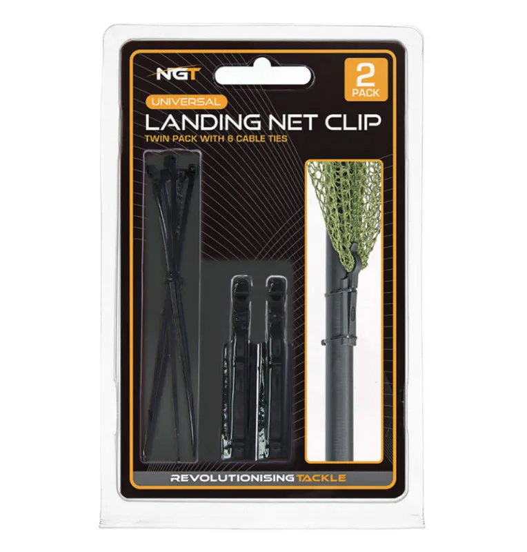 NGT Universal Landing Net Clip Set mit 2 universal Kescher Netz Klips-Kescher & Kescherzubehör-JJ-Fishing