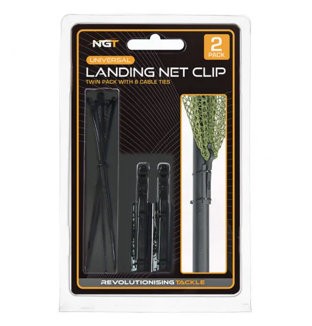 NGT Universal Landing Net Clip Set mit 2 universal Kescher Netz Klips-Kescher & Kescherzubehör-JJ-Fishing