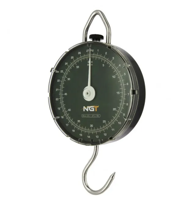 NGT Specimen Scales up to 27kg / 60lb round analog fishing scale-Unhooking mats & weighing slings-JJ-Fishing