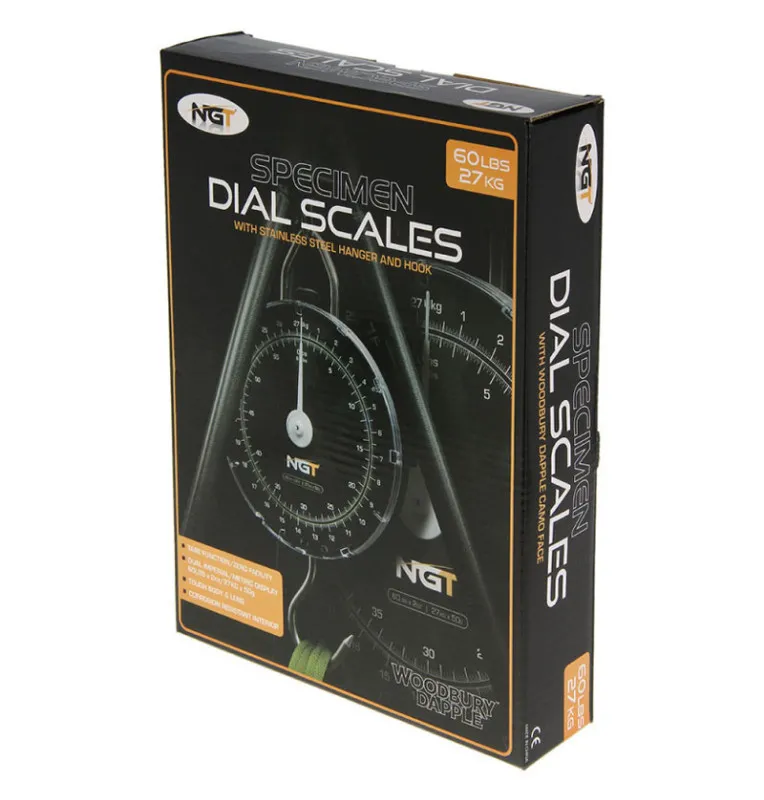 NGT Specimen Scales bis 27kg / 60lb runde analoge Angelwaage-Abhakmatten & Wiegeschlingen-JJ-Fishing