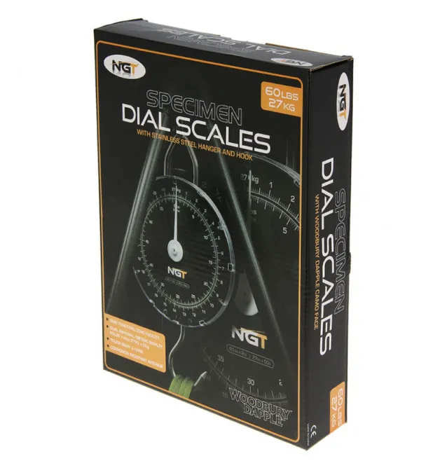 NGT Specimen Scales bis 27kg / 60lb runde analoge Angelwaage-Abhakmatten & Wiegeschlingen-JJ-Fishing