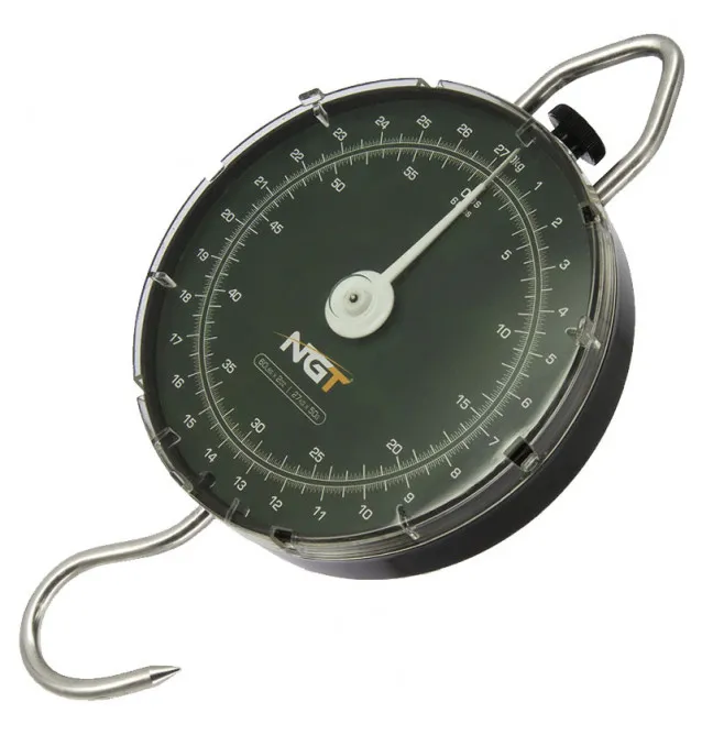 NGT Specimen Scales up to 27kg / 60lb round analog fishing scale-Unhooking mats & weighing slings-JJ-Fishing